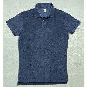 Birdwell Beach Britches Polo Shirt Mens Small Blue Terry Cloth Short Sleeve